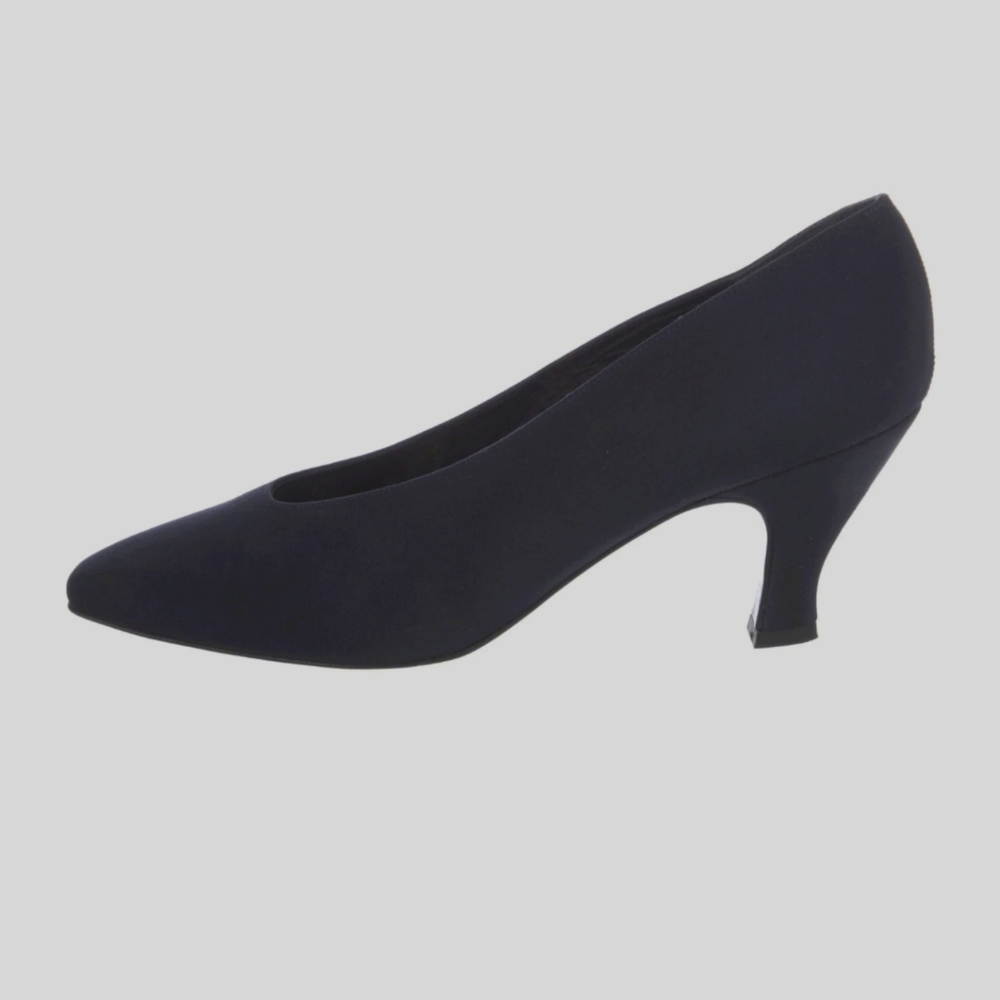 Stuart Weitzman Corniche Mid Navy Peau de Soie 2.5" heels Sz 8